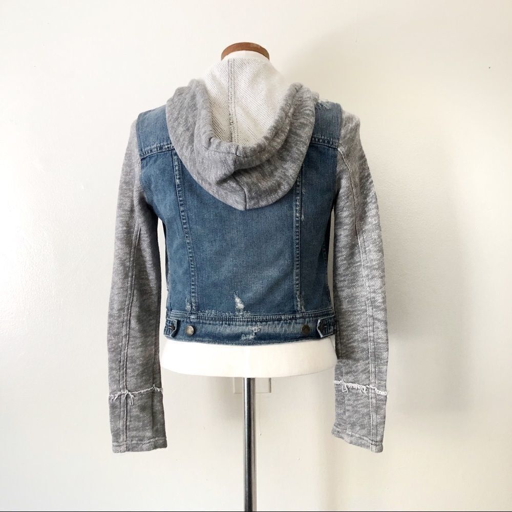 Free People Half Knit Distressed Denim Jacket - Picture 10 of 13